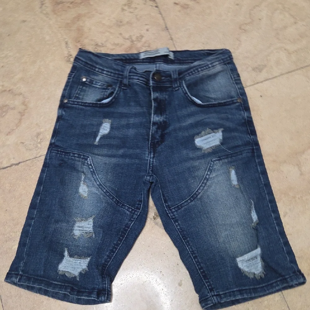 Kids Distressed Dark Blue Denim Shorts Size 12